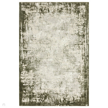 Kuza Border Modern Abstract Distressed Shimmer Hi-Lo Textured Soft Velvety Touch High-Density Durable Easy-Care Short Pile Khaki/Light Grey/Cream Rug-Asiatic Carpets-Rug Love - The Most Loved Rug Store
